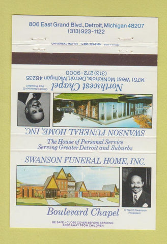Matchbook Cover - Swanson Funeral Home Detroit MI 40 Strike