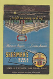 Matchbook Cover - Sherman's San Diego CA WORN 40 Strike