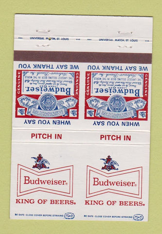 Matchbook Cover - Budweiser Beer DOUBLE PRINT anti littering 40 Strike