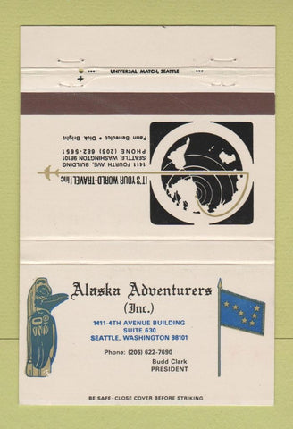 Matchbook Cover - Alaska Adventurers Seattle WA 40 Strike
