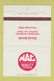 Matchbook Cover - Mac Tools David Smith Austell GA 40 Strike