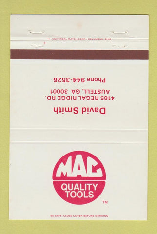 Matchbook Cover - Mac Tools David Smith Austell GA 40 Strike