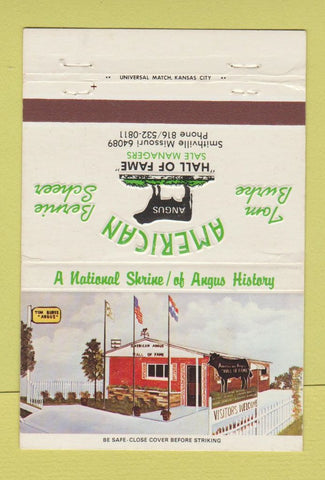 Matchbook Cover - American Angus Hall of Fame Smithville MO 40 Strike