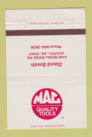Matchbook Cover - Mac Tools David Smith Austell GA 40 Strike