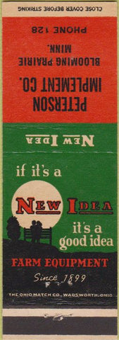 Matchbook Cover - New Idea Tractors Blooming Prairie MN Peterson Implement