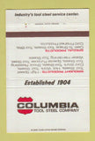 Matchbook Cover - Columbia Tool Steel Chicago St Louis Detroit 40 Strike