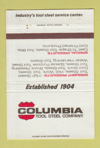 Matchbook Cover - Columbia Tool Steel Chicago St Louis Detroit 40 Strike