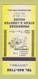Matchbook Cover - Primerose Steak Lobster Delta BC 30 Strike