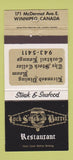 Matchbook Cover - Lock Stock and Barrel Restaurant Winnipeg MB 30 Strike
