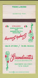 Matchbook Cover - Grandinetti's Italian Restaurant Phoenix AZ 30 Strike