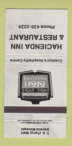 Matchbook Cover - Hacienda Inn Restaurant Creston BC 30 Strike