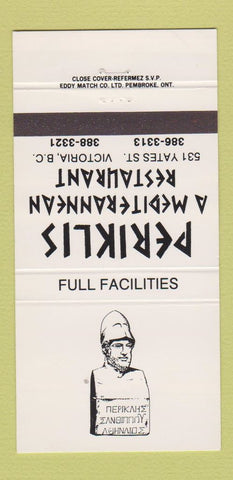 Matchbook Cover - Periklis Restaurant Victoria BC 30 Strike