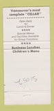 Matchbook Cover - Brother Jon's Restaurant Vancouver BC 30 Strike