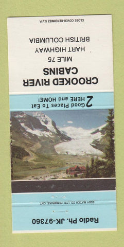 Matchbook Cover - Crooked River Cabins Hart Highway BC 30 Strike