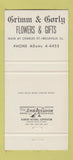 Matchbook Cover - Grimm Gorly Flowers Gifts Belleville IL 30 Strike