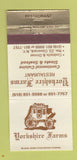 Matchbook Cover - Yorkshire Farms Restaurant Claverack NY 30 Strike