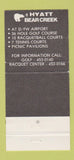 Matchbook Cover - Hyatt Bear Creek  30 Strike