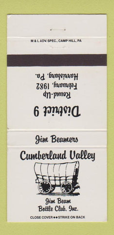 Matchbook Cover - Jim Beam Bottle Collectors Harrisburg PA WHITE 30 Strike