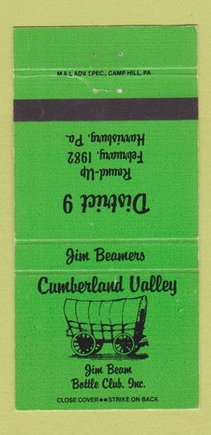 Matchbook Cover - Jim Beam Bottle Collectors Harrisburg PA GREEN 30 Strike