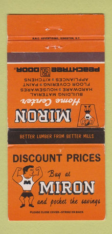 Matchbook Cover - Miron Home Center Lumber Kingston Poughkeepsie NY 30 Strike