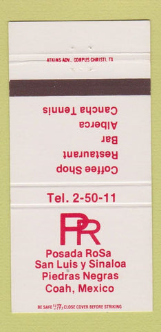Matchbook Cover - Posada RoSa San Luis Sinaloa Coah Mexico 30 Strike