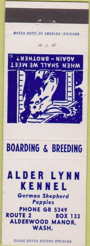 Matchbook Cover - Alder Lynn Kennels German Shepherd Alderwood Manor WA