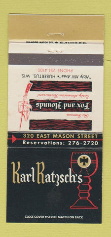 Matchbook Cover - Karl Ratzsch's Restaurant Hubertus WI 30 Strike