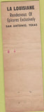 Matchbook Cover - La Louisiane French Restaurant San Antonio TX WORN