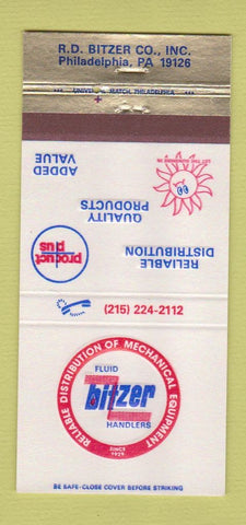 Matchbook Cover - Bitzer Fluid Handlers Philadelphia PA 30 Strike