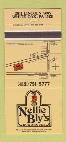 Matchbook Cover - Nellie Bly's Roadhouse White Oak PA 30 Strike