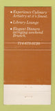 Matchbook Cover - Hemingway's Corona Del Mar CA 30 Strike
