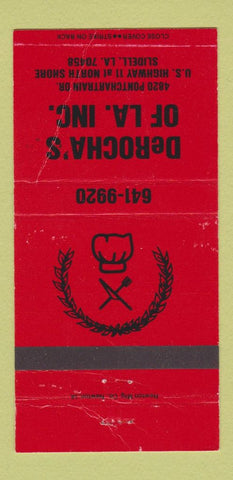 Matchbook Cover - DeRocha's Slidell LA WORN RED 30 Strike