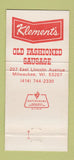 Matchbook Cover - Klement's Sausage Milwaukee WI  30 Strike