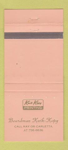 Matchbook Cover - Kwik Kopy Printing Boardman OH? 30 Strike