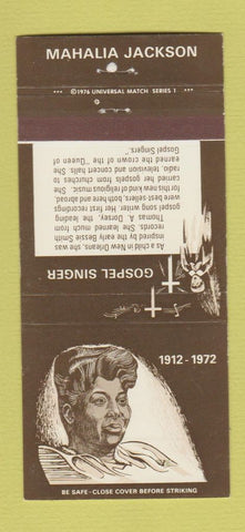 Matchbook Cover - Lord Burnham Irvington NY Mahalia Jackson Gospel  30 Strike