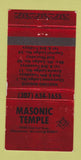 Matchbook Cover - Masonic Temple Cheyenne WY RED WEAR 30 Strike