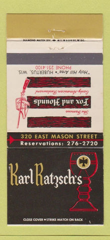 Matchbook Cover - Karl Ratzsch's Restaurant Hubertus WI 30 Strike