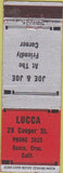 Matchbook Cover - Lucca Santa Cruz CA