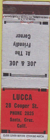 Matchbook Cover - Lucca Santa Cruz CA