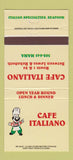 Matchbook Cover - Cafe Italiano Lewses Rehoboth DE 30 Strike
