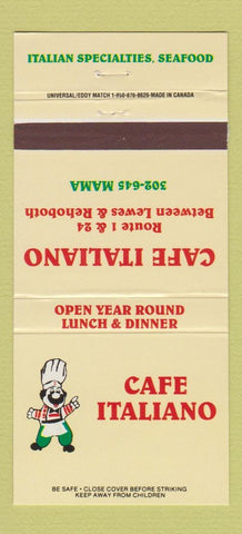 Matchbook Cover - Cafe Italiano Lewses Rehoboth DE 30 Strike