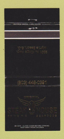 Matchbook Cover - Steak House Restaurant Myrtle Beach SC 30 Strike