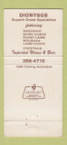 Matchbook Cover - Dionysos Greek Restaurant Detroit MI WEAR 30 Strike