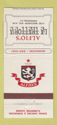 Matchbook Cover - Alfio's La Trattoria Washington DC 30 Strike