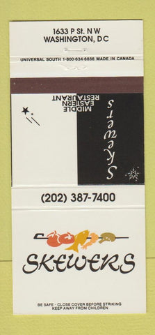 Matchbook Cover - Dkewers Restaurant Middle Eastern Washington DC 30 Strike