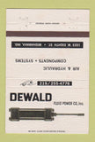 Matchbook Cover - Dewald Fluid Power Mishawaka IN air hydraulic 40 Strike