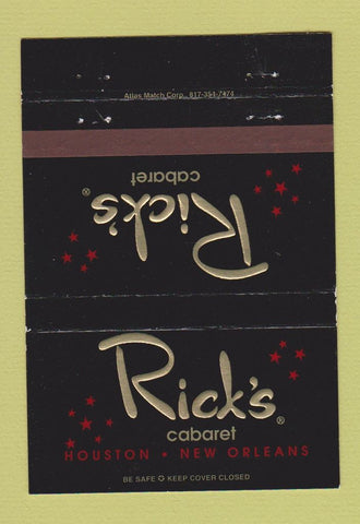 Matchbook Cover - Rick's Cabaret Houston TX New Orleans LA 40 Strike