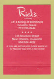 Matchbook Cover - Rick's Cabaret Houston TX New Orleans LA 40 Strike