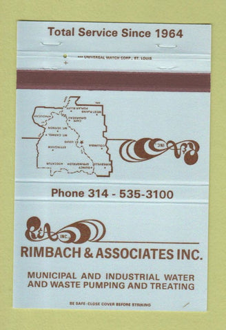 Matchbook Cover - Rimbach Industrial Water Wate Treating 40 Strike