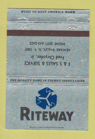 Matchbook Cover - Riteway Energy F&S Sale Service Newark Valley NY 40 Strike